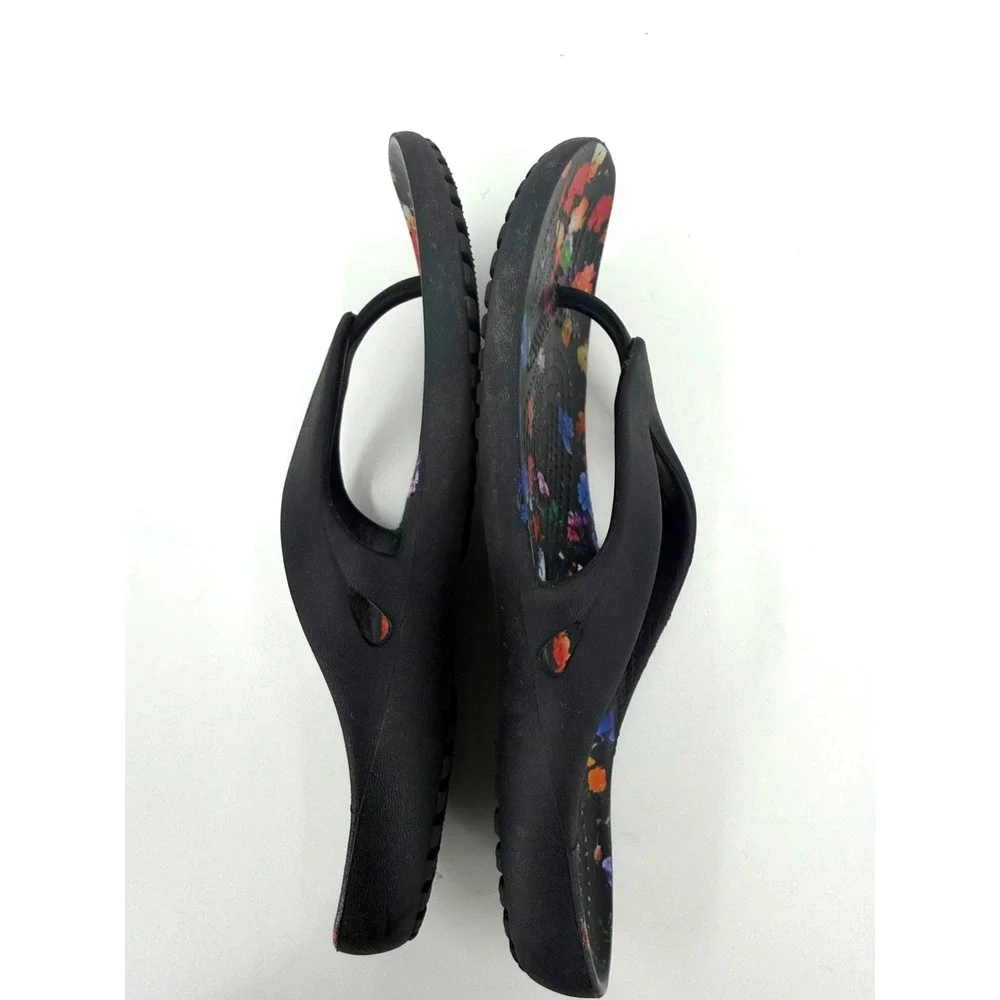 Crocs Kadee II Graphic Women's Flip Flop Sandals Black Floral Size 6